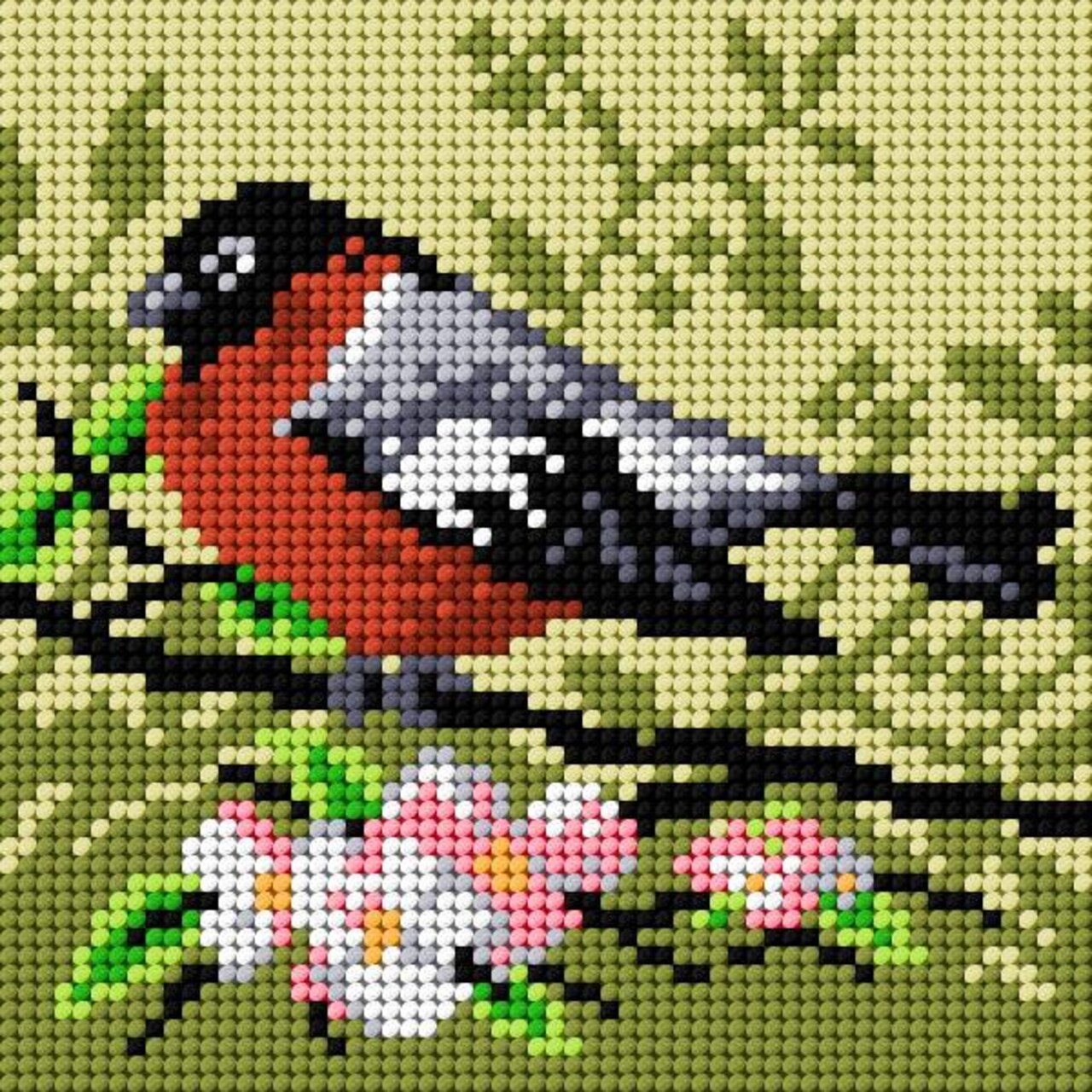 Needlepoint canvas for halfstitch without yarn On a Branch of Apple Tree 2049D - Printed Tapestry Canvas
